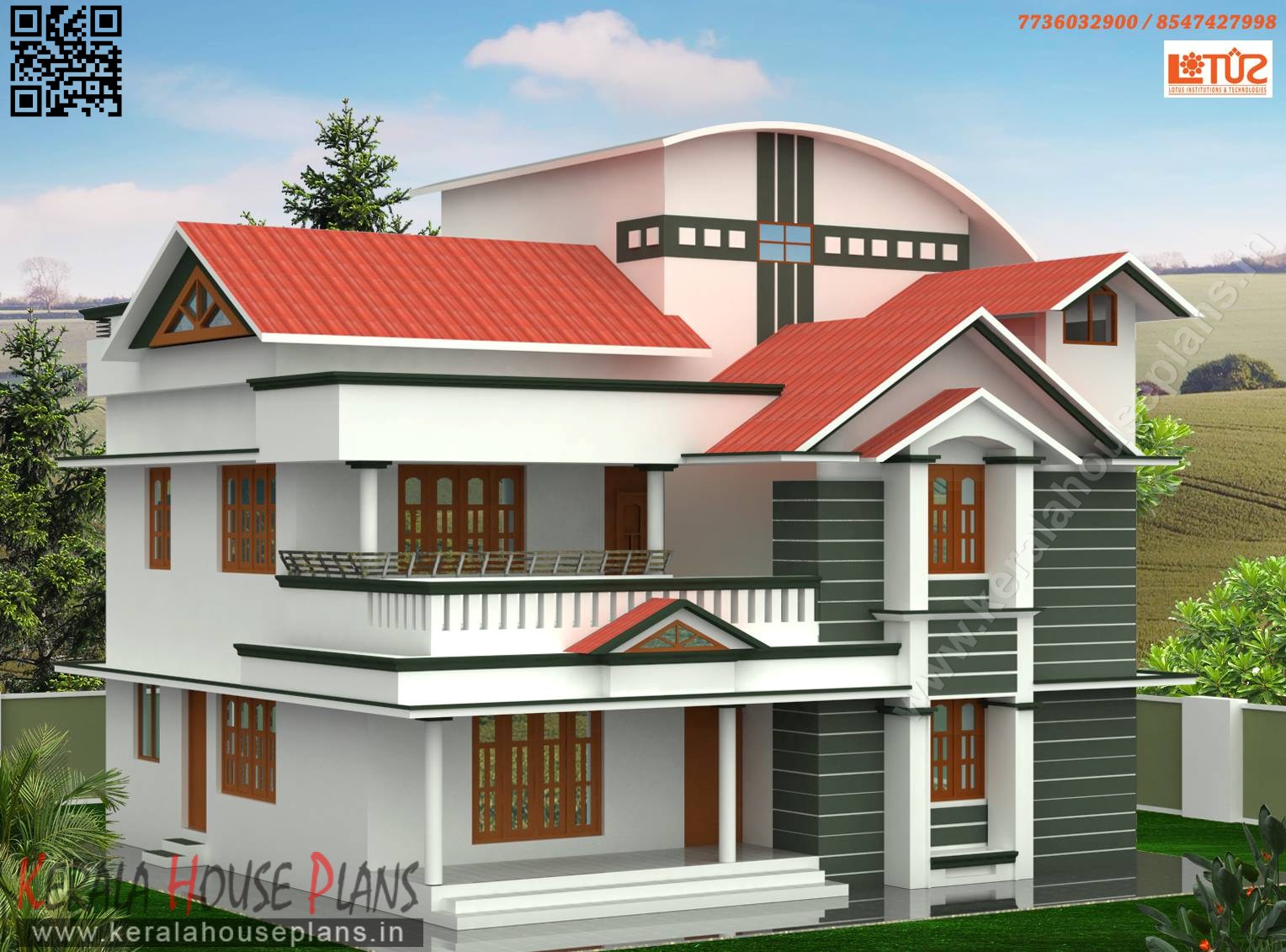 2484 sqft. Semi Colonial Style Home Elevation Design