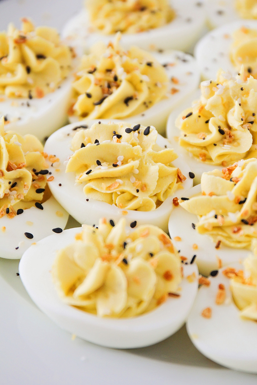 These everything deviled eggs are just as delicious as classic deviled eggs, but with a fun pop of flavor from everything bagel seasoning!