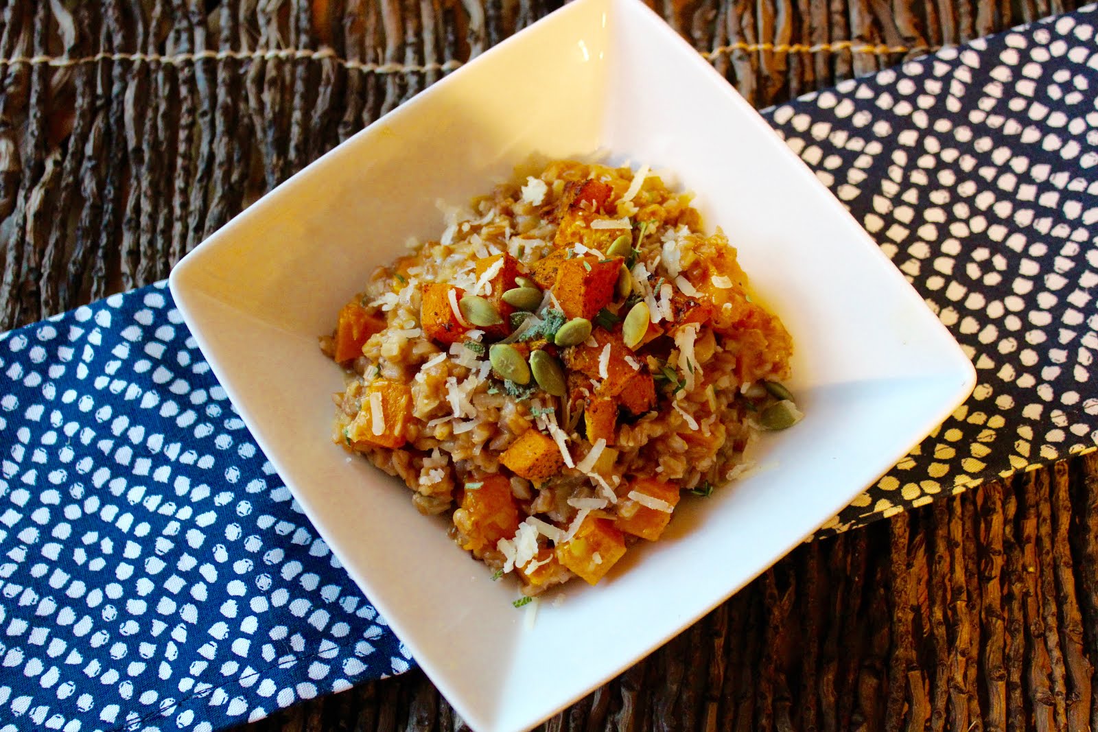 farro risotto with butternut squash and pepitas Saltwater eating