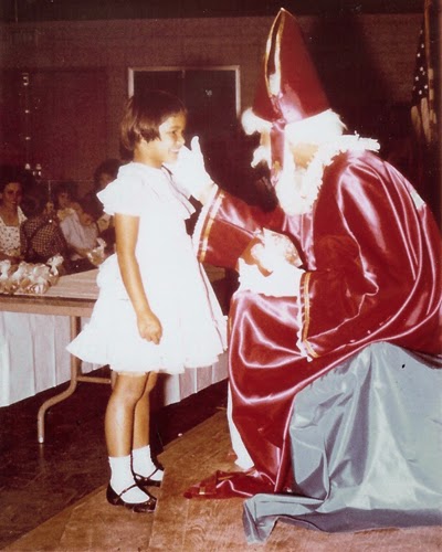 Oma about 50 years ago trying to convince Sinterklaas that she has been a good girl.
