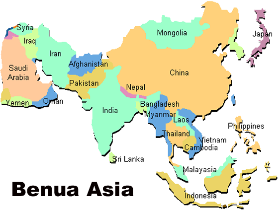Gambar Peta Benua Asia lengkap