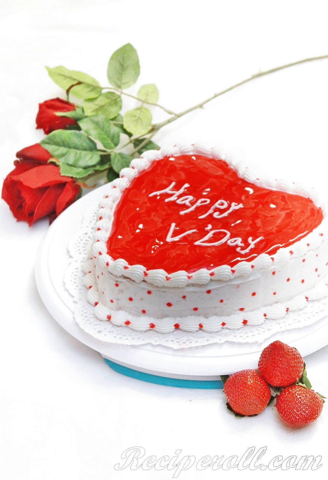 Valentines Day Heart Cake | Strawberry Glaze Cake | Sponge Cake With