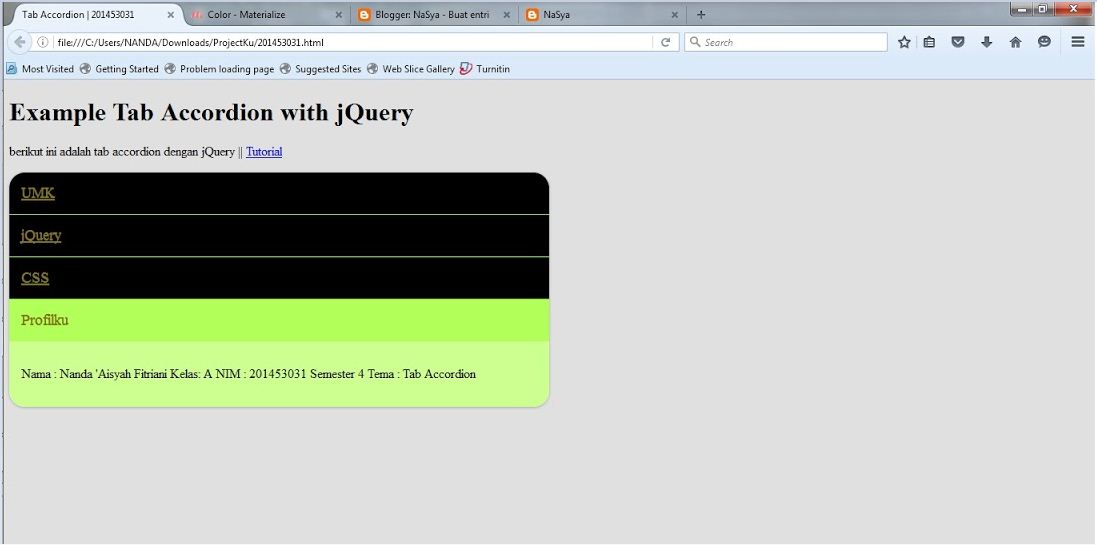 "TUTORIAL MEMBUAT TAB ACCORDION DENGAN JQUERY" Information System
