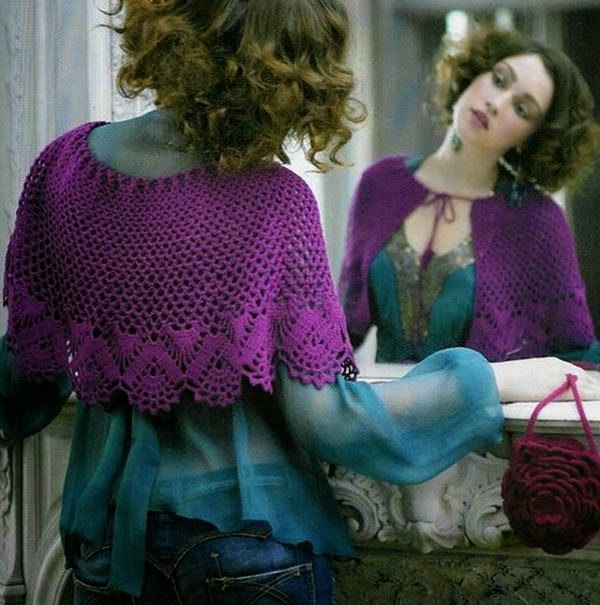 Crochet Lace Shawl Wrap or Capelet Simple and Easy