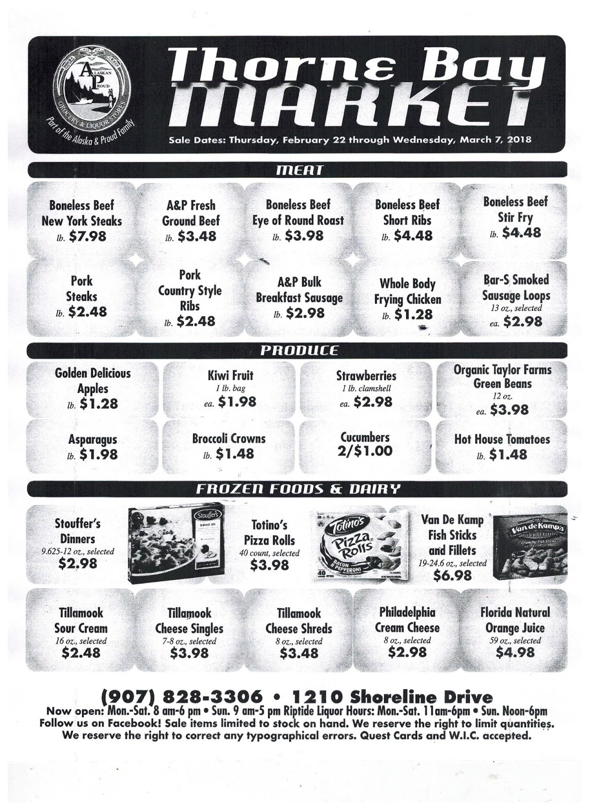 Thorne Bay Market Sale [February 22March 7] P.O.W. Report