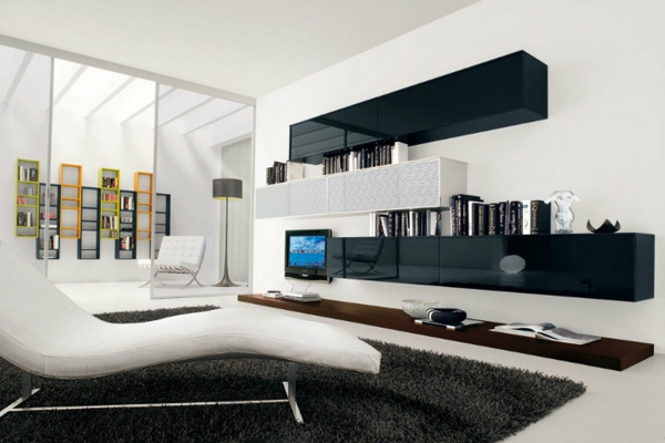 Salas minimalistas en blanco y negro - Colores en Casa