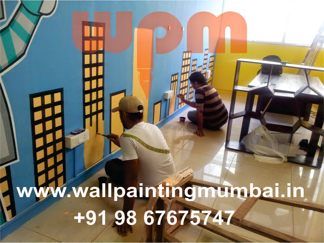 PLAY SCHOOL WALL PAINTING: DAY CARE CLASSROOM CUSTOMIZED CARTOON WALL
