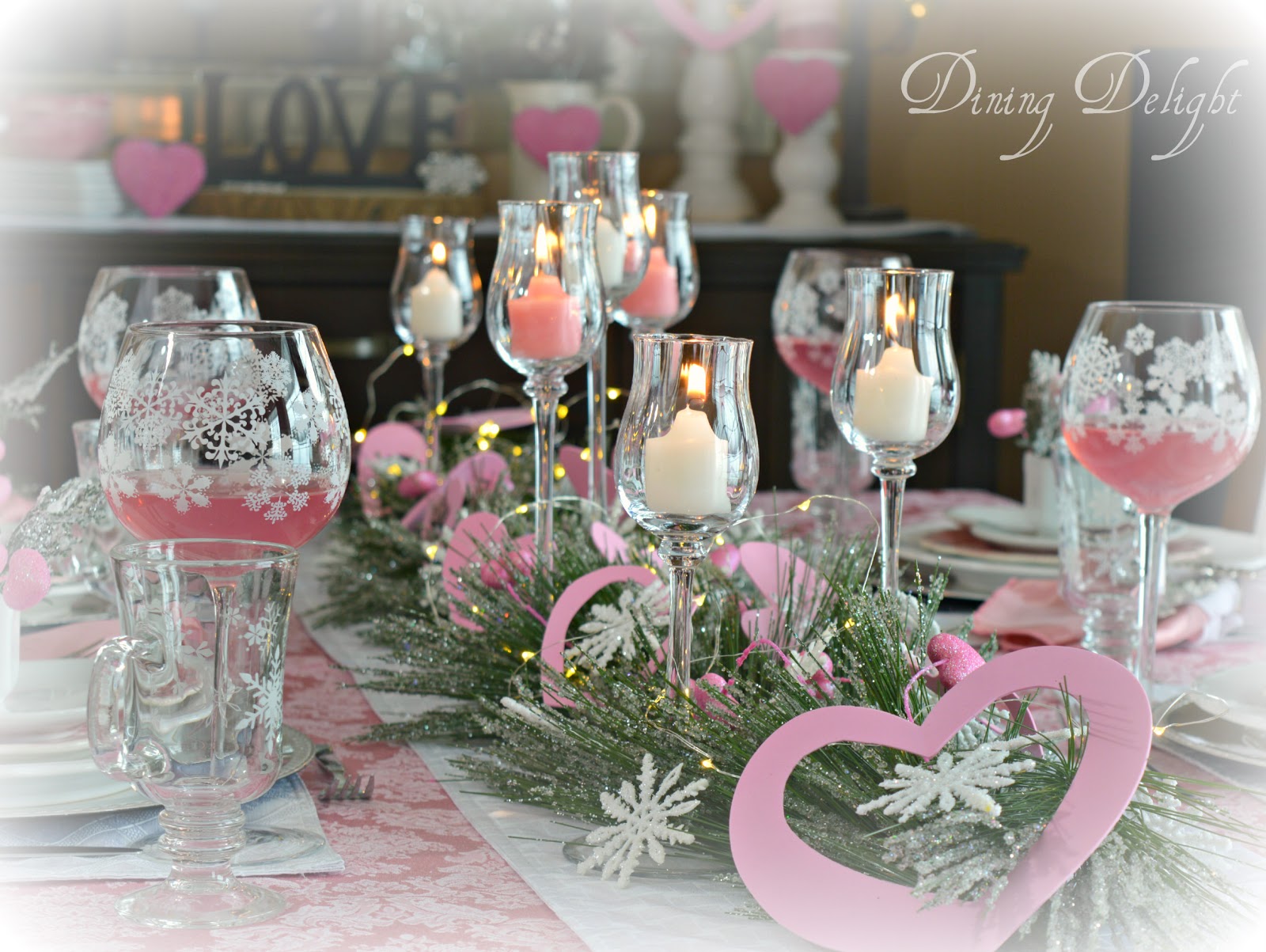 Dining Delight: Hearts & Snowflakes Valentine Tablescape