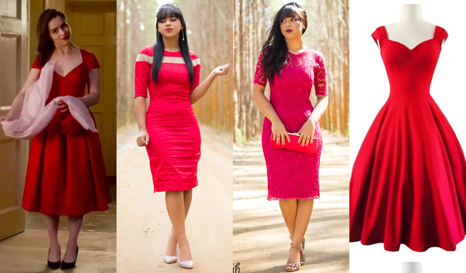 vestido midi vermelho rodado