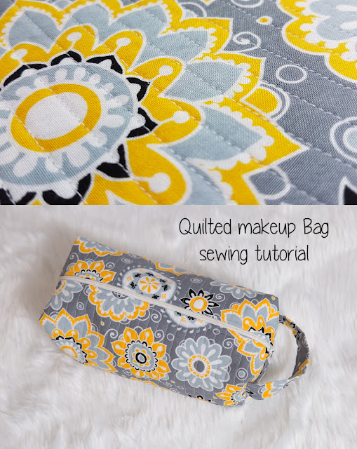 Quilted Box Make up bag Sewing tutorial Charmed By Ashley
