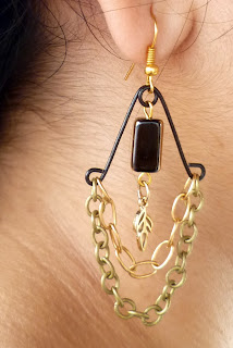 Safety pin Chandelier earrings