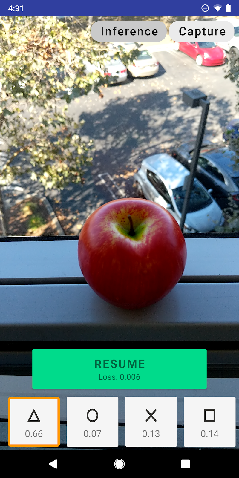 screenshot of app identifying apple