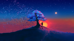 landscape tree pc sky nature 4k wallpapers sunset painting drawing trees scenery fantasy aesthetic paysage artwork stars 1920 silhouette standing