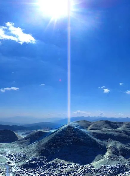 Energy beam coming from a Pyramid.