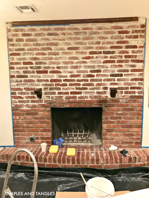 Mortar Wash Brick Fireplace Makeover, How To Clean Brick Around Fireplace
