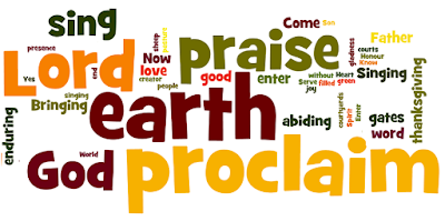 Chorus: All the earth proclaim the Lord; sing your praise to God. 1 Serve you the Lord, Heart filled with gladness. Come into God's presence Singing for joy! 2 Know that the Lord Is our creator. Yes God is our Father; We are his own. 3 We are the sheep Of His green pasture. For we are His people; He is our God. 4 Come to the gates Bringing thanksgiving; O enter the courtyards Singing in praise. 4-alt: Enter His gates Bringing thanksgiving, O enter His courts While singing His praise. 5 Our Lord is good, His love enduring, His word is abiding Now with us all. 5-alt: Our Lord is good, With love enduring; God's word is abiding Now with us all. 6 Honour and praise Be to the Father, The Son, and the Spirit, World without end.