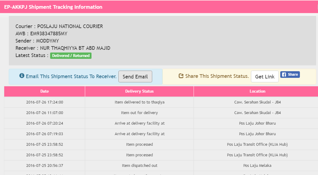 Parcel tracking easy J&T Express