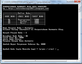 INFORMASI TEKNOLOGI: Script C++ Program Perpustakaan