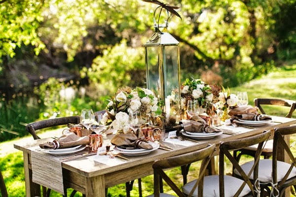 mesa decorada para boda de otoño