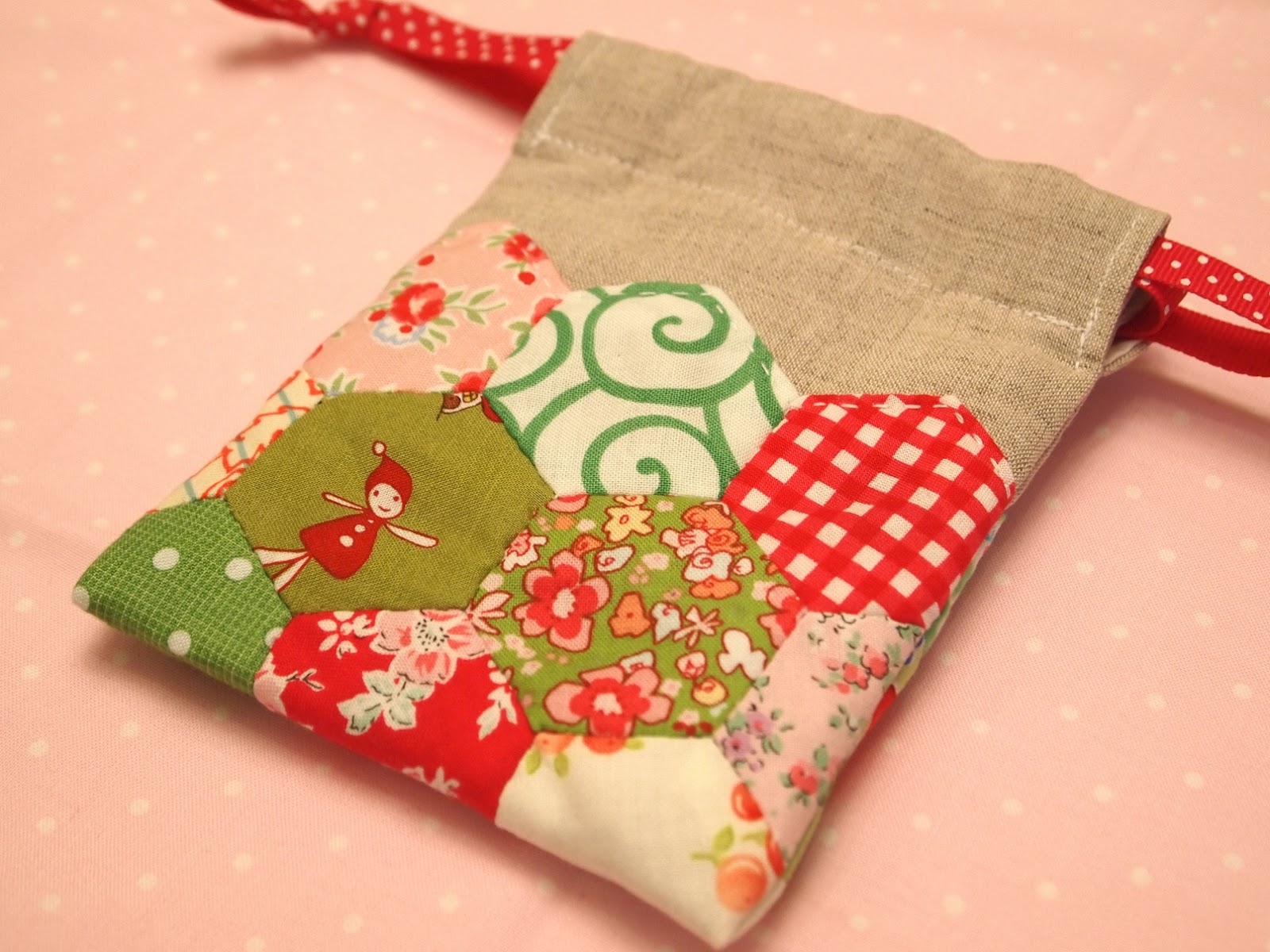 sew sew n sew Hexagon Patchwork Drawstring Bag