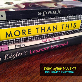 Creating poems from the spines of books on www.traceeorman.com