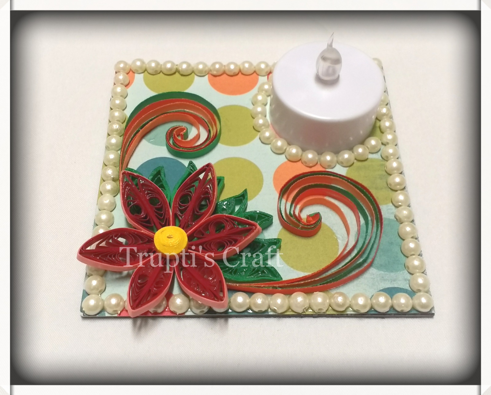 Trupti's Craft Paper Quilling Candle Holder