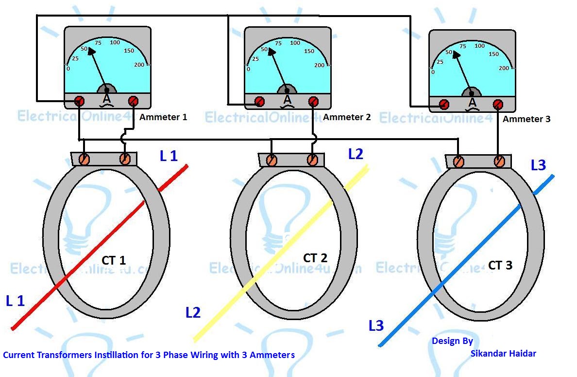 Current Transformer Installation For Three Phase Power Supply- CT Coil  Wiring Diagram  3 Phase 21 Coil Wiring Diagram    Electricalonline4u