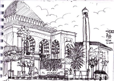 sketsa Masjid Agung Al Munawwar Tulungagung