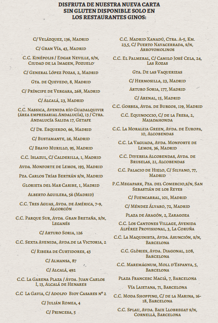 Carta Y Precios De Ginos Recipes Blog L