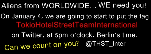 Divulgação - Tag no Twitter TokioHotelStreetTeamInternational