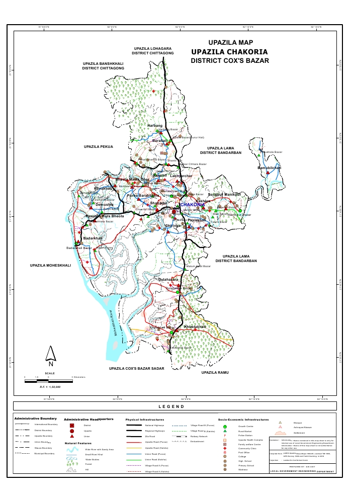 Chakaria Upazila Map Cox's Bazar District Bangladesh