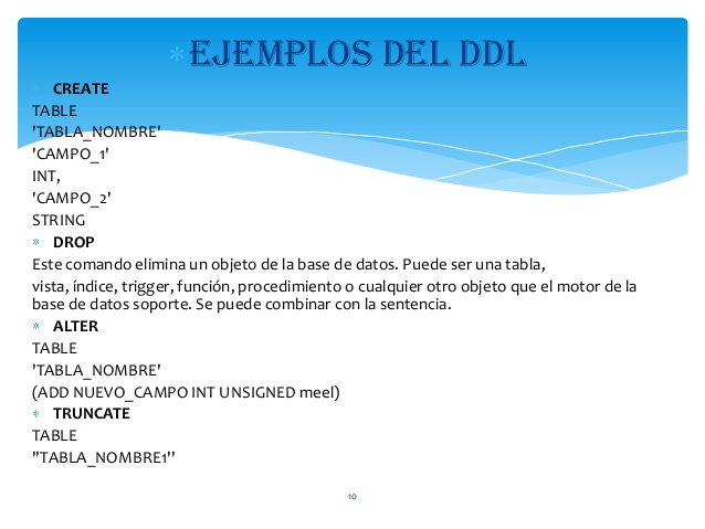 SIGNIFICADO DE LOS COMANDOS DDL ( CREATE, DROP, ALTER) EN SQL SERVER.