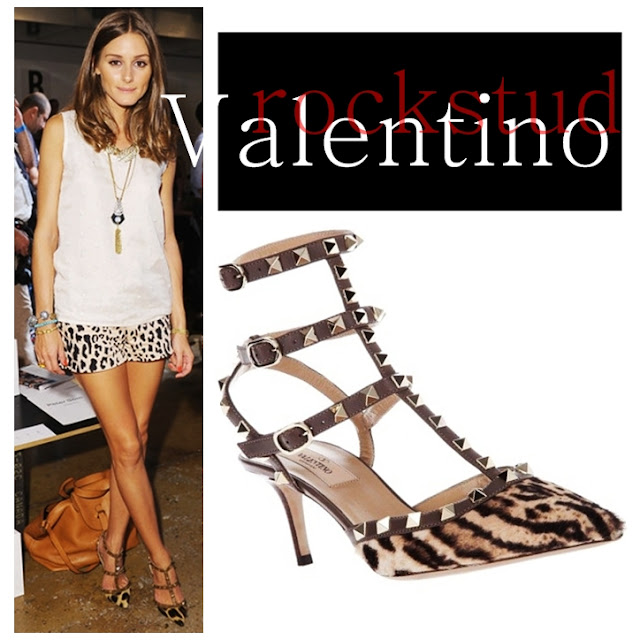 Olivia Palermo wearing Valentino Rockstud Leopard