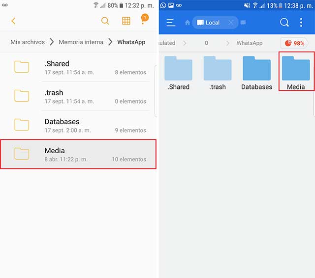 carpeta media de whatsapp