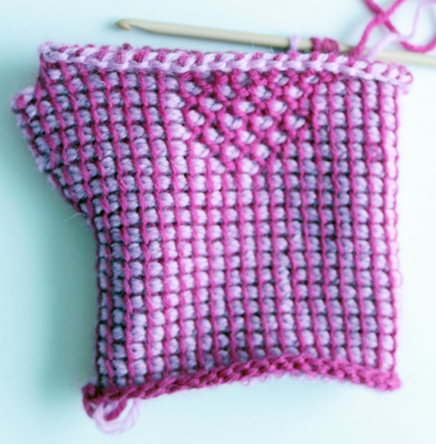 Purple crafts Mittens in Tunisian crochet