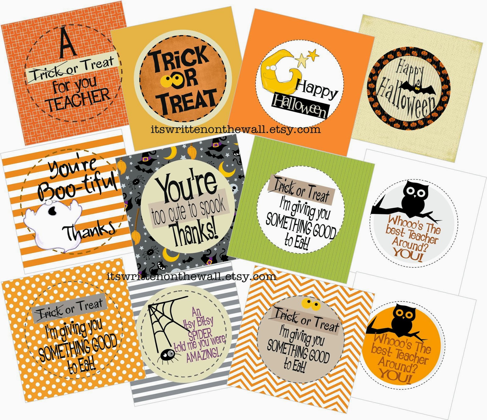 Halloween Gift Tags DIY Editable Template Halloween Appreciation Favor Tags...
