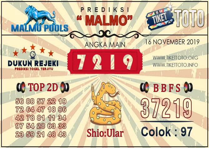 Prediksi Togel MALMO TIKETTOTO 16 NOVEMBER 2019