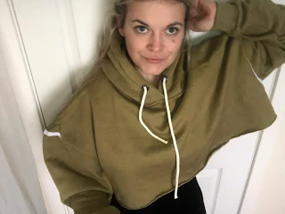 green and white cropped hoodie from high street