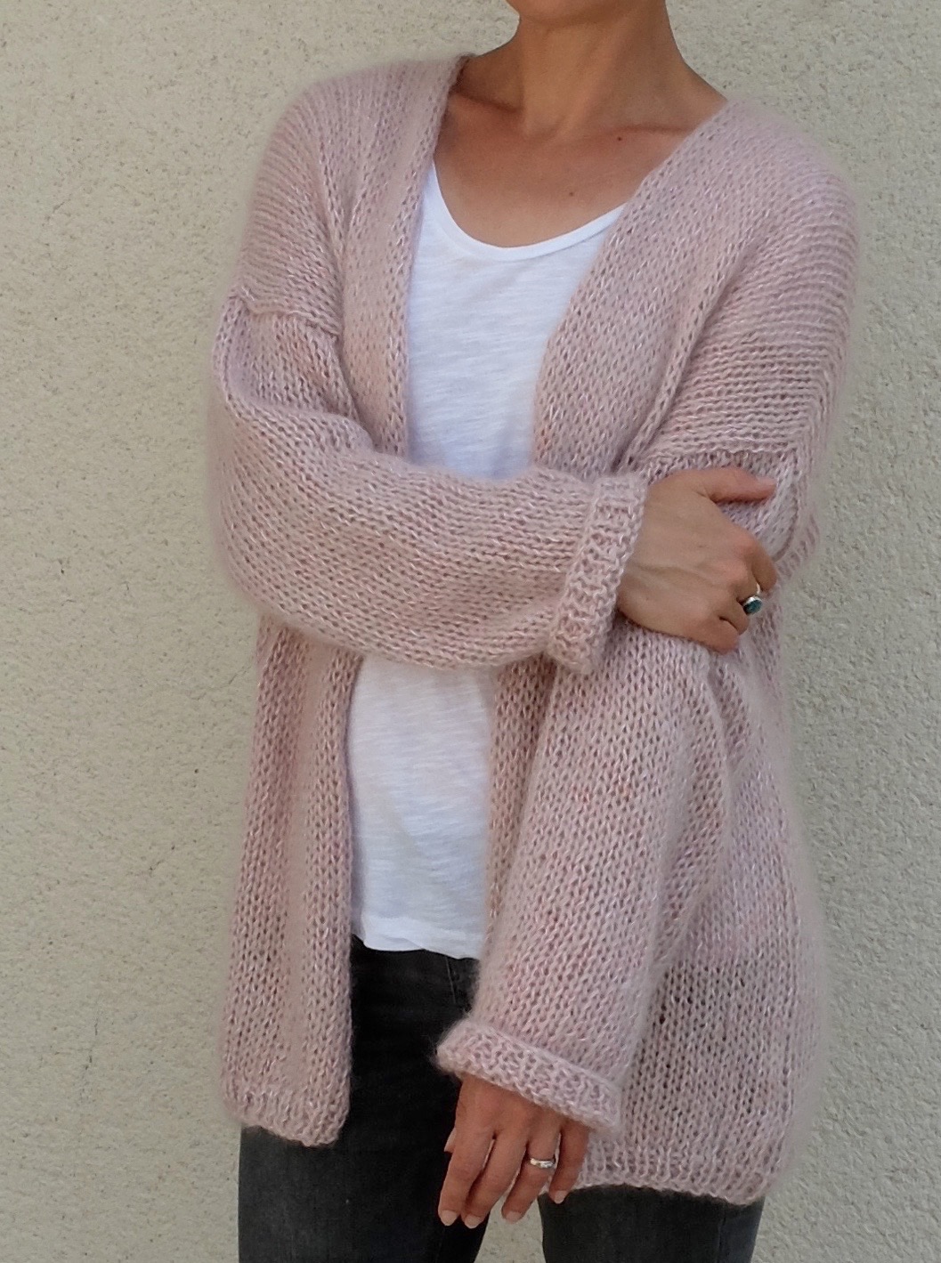 Tricolyne Long gilet rose