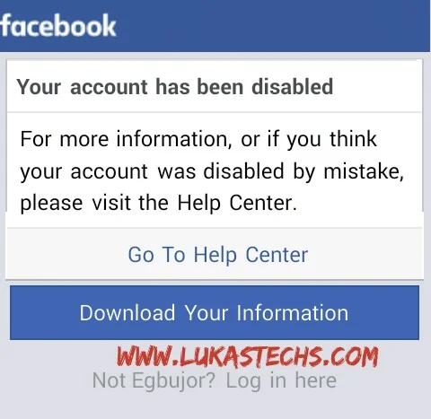 Facebook account disabled