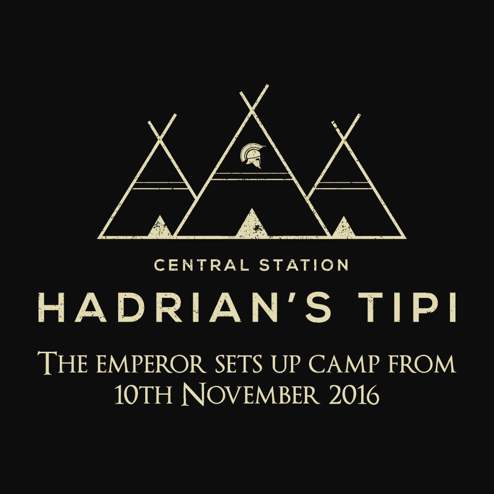 Hadrian's Tipi Opens at Central Station, Newcastle on 10th November 2016. Serving Mulled wine, spiced cider, hot chocolate & local food by warming log fires.