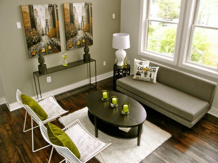 Sala con acentos verdes - Colores en Casa