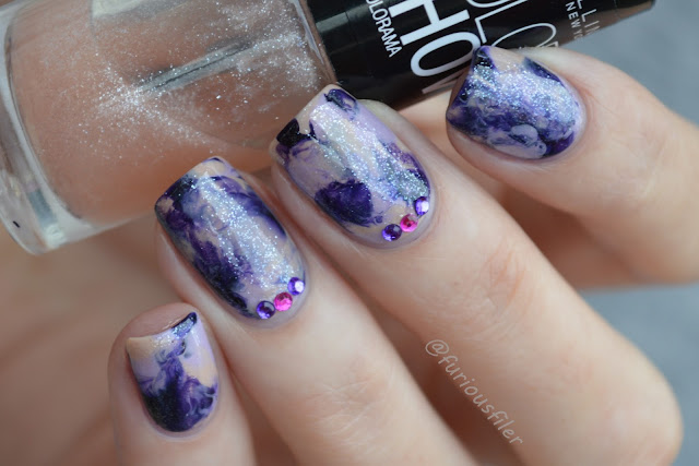 glitter #31dc2015 nail it marble technique rhinestones