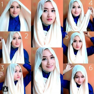 tutorial model hijab pashmina pesta modern terbaru