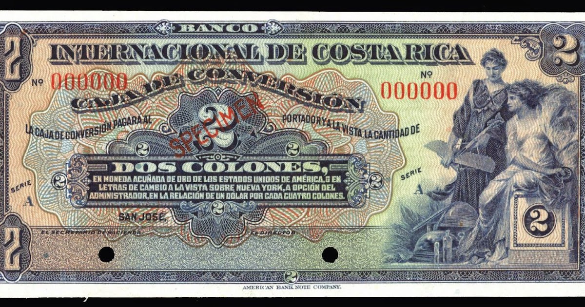 Costa Rica 2 Colones banknote 1924 Banco Internacional de Costa Rica