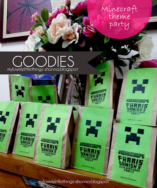 Goodies bag ideas, minecraft ideas, Malaysia, Goddy bag birthday