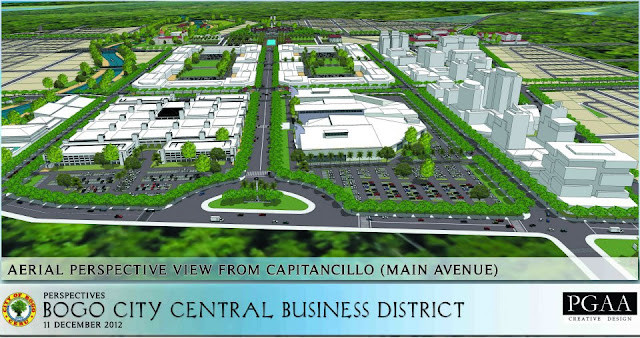 Aerial perspective of the New Bogo City Central Business District. From CAPITANCILLO AVENUE (The Main Access Road of the Business District)