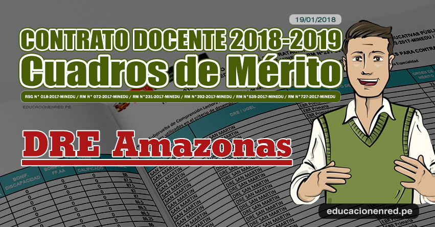 DRE Amazonas: Cuadros de Mérito Contrato Docente 2018 - 2019 (.PDF) www.drea.gob.pe