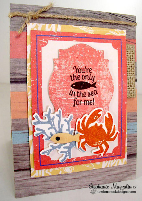 Sea card by Stephanie Muzzulin | Tranquil Tides stamp set & Die set by Newton's Nook Designs #sea #fish #nautical