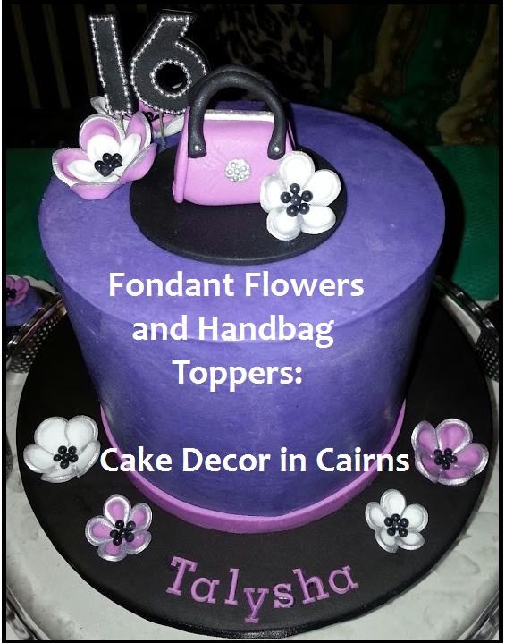 Fondant Flower and Handbag Toppers. Purple. by Cake Decor in Cairns